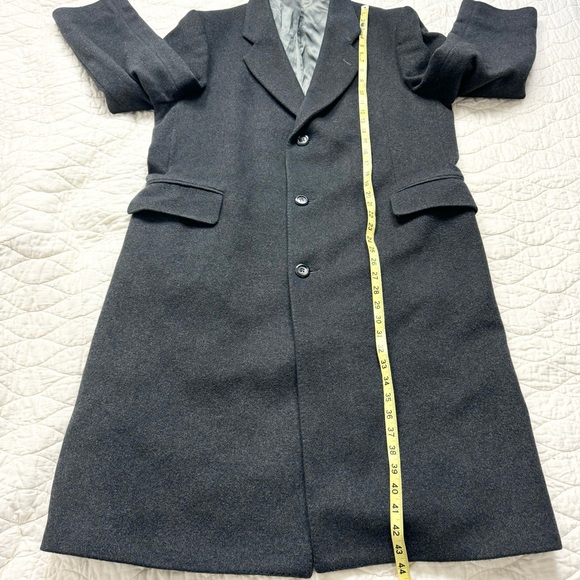 Mens Henry James Ltd Vtg Italy Cashmere Wool Three Button Long Overcoat Gray 42R - Picture 10 of 15